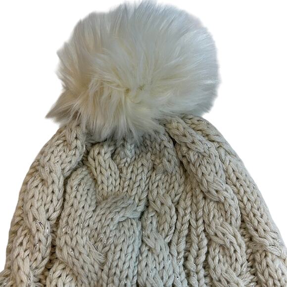 Eugenia Kim Ivory Sparkle Ear Flap Beanie w/ Pom-Pom, “Kayla”, NWT!! - Picture 2 of 4